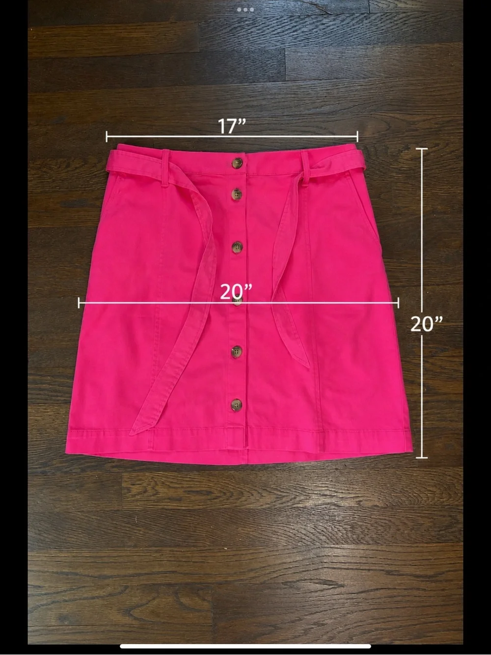 J.Crew NWT Pink Tie Waist Button Front Skirt Size 10 | Cotton Stretch | Pockets